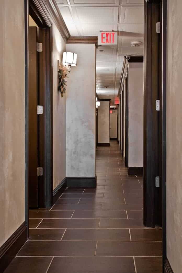 commerical interior design LI NY Spa hallway to treatment rooms