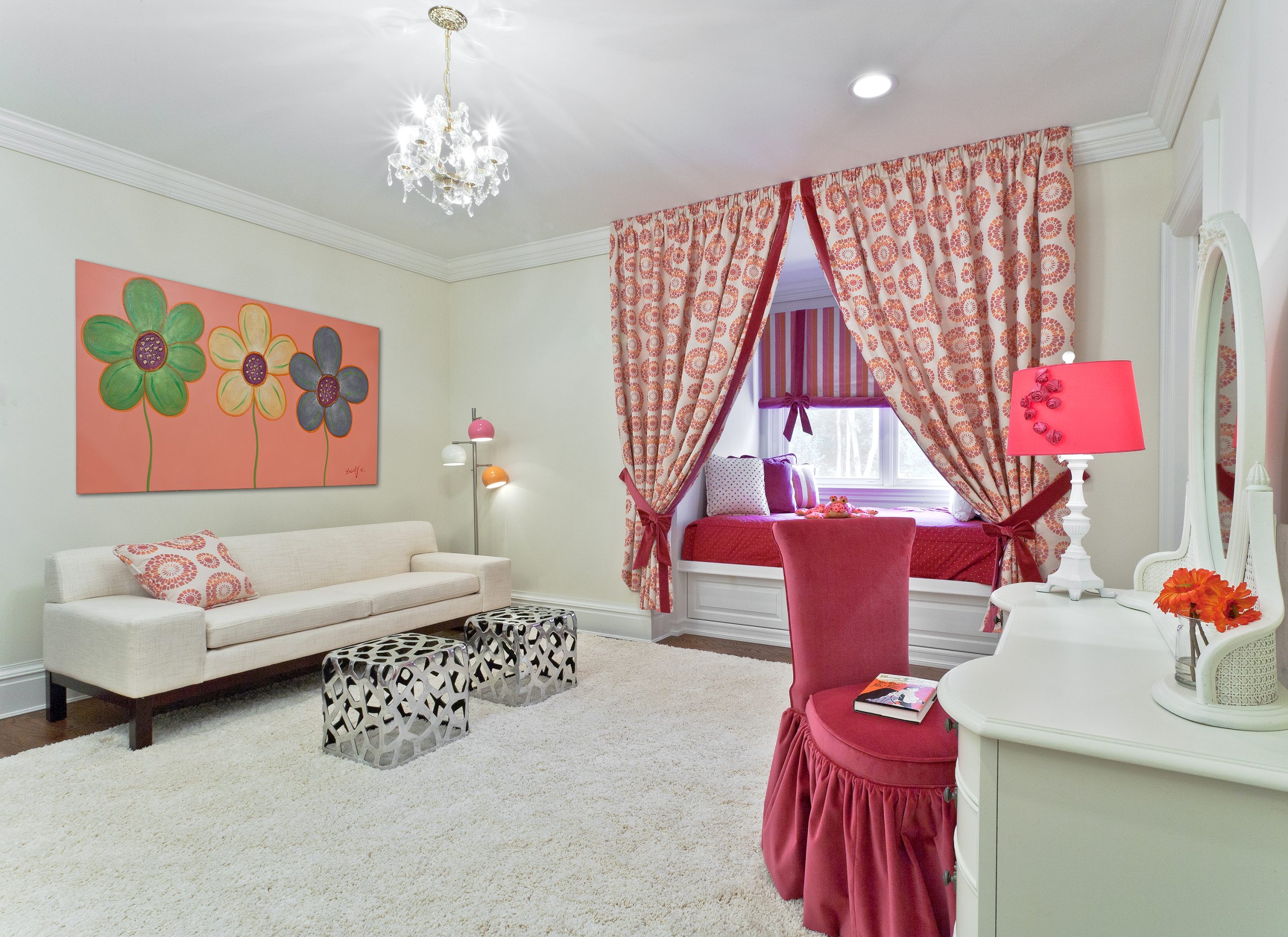 Roslyn Heights NY girls bedroom interior design after renovation