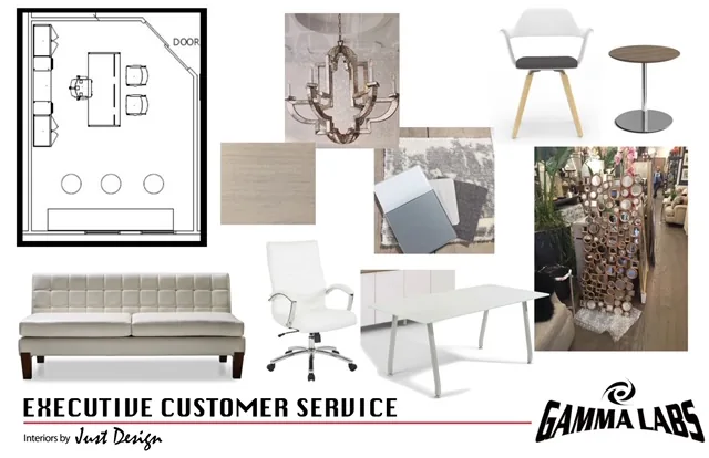 Interior design for an executive customer service space on Long Island