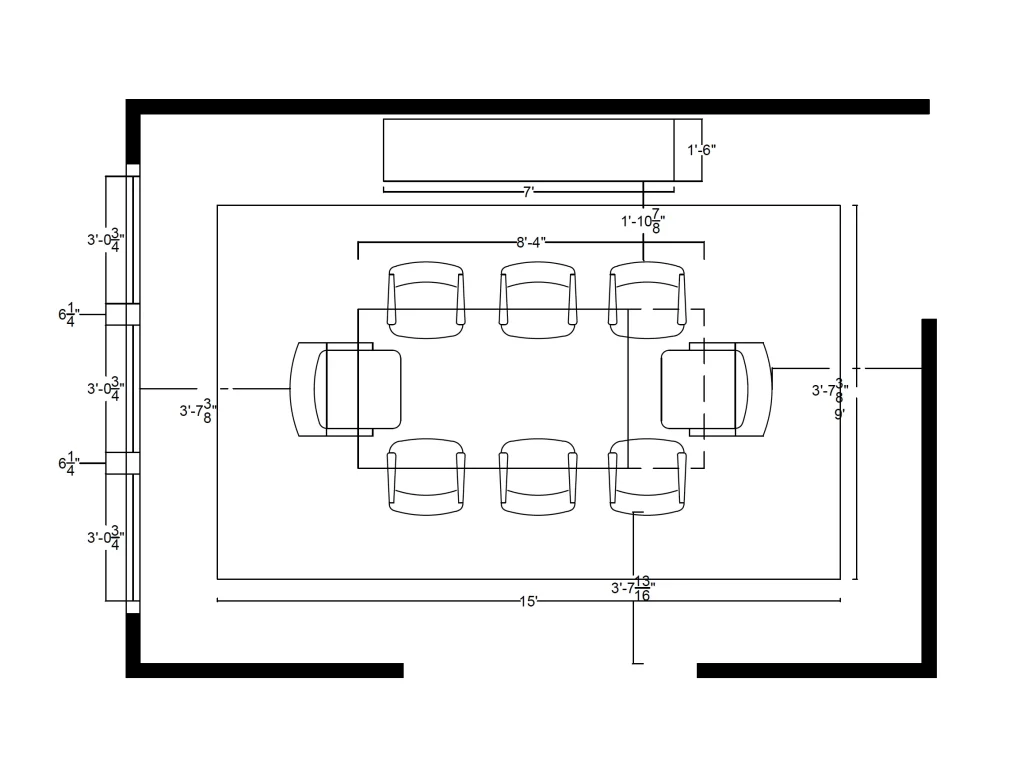 Dining room floor plan to show spacing of new furniture