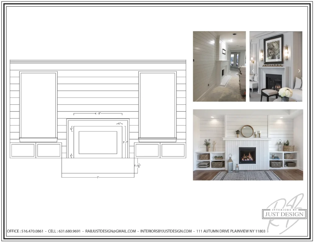 Mood board for the fireplace wall design