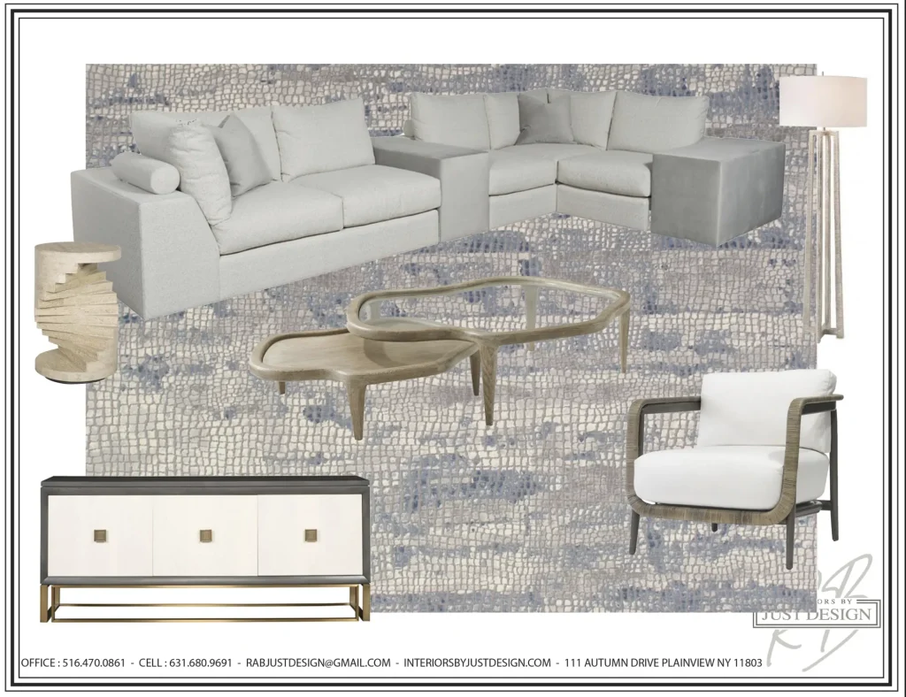 Mood board for den with neutral colors