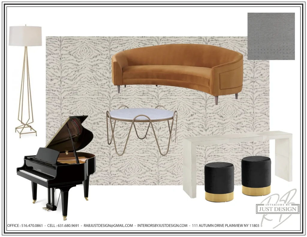 Mood board for formal living room design